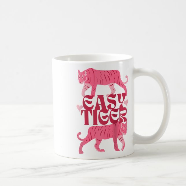 Retro Easy Tiger Boho Tattoo Stil Valentines day Kaffemugg (Höger)
