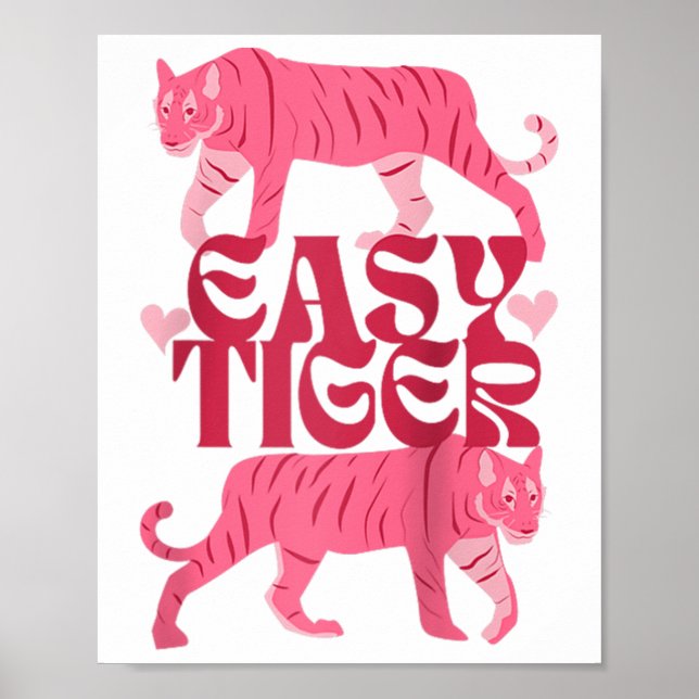 Retro Easy Tiger Boho Tattoo Stil Valentines day Poster (Framsidan)