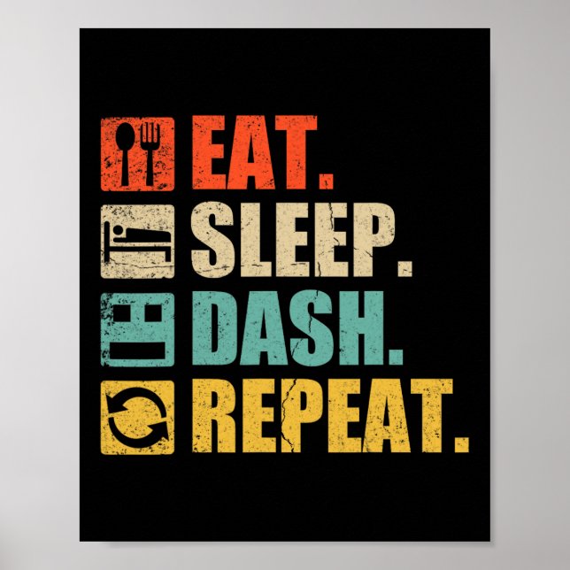 Retro Eat Sleep Dash Repeat Video Game  Poster (Framsidan)