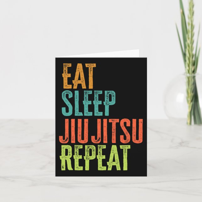 Retro Eat Ssov Jiu Jitsu Repeat Martial Art Submi Kort (Framsida)