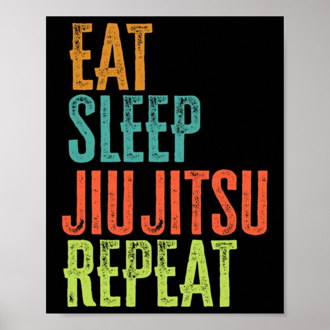 Retro Eat Ssov Jiu Jitsu Repeat Martial Art Submi Poster (Framsidan)