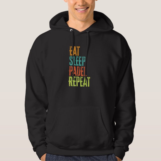 Retro Eat Ssov Padel Repeat Racket Pop Tennis Bik Hoodie (Framsida)