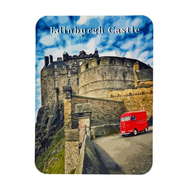 Retro Edinburgh Castle Scotland Travel Magnet (Vertikal)