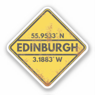 Retro Edinburgh Coordinates Rusty Metall-tecken Klistermärken