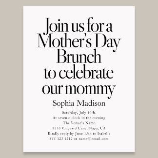 Retro Editorial Bold Mothers Day Brunch Inbjudan Vykort
