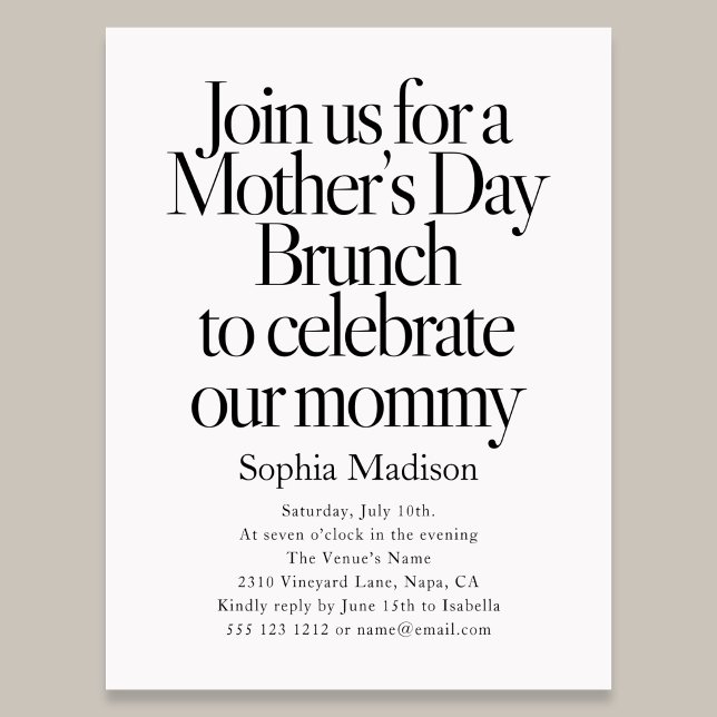 Retro Editorial Bold Mothers Day Brunch Inbjudan Vykort (Skapare uppladdad)