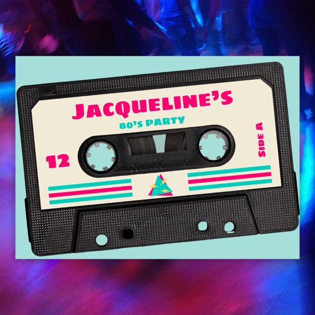 Retro Eghties Music Mix Tape 12:e Födelsedagsfest Inbjudningar (Skapare uppladdad)