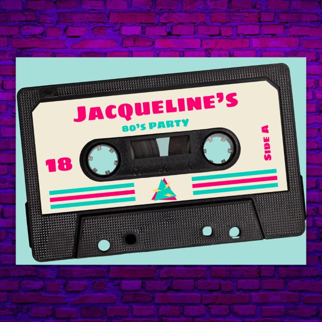 Retro Eghties Music Mix Tape 18:e Födelsedagsfeste Inbjudningar (Skapare uppladdad)