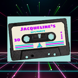 Retro Eghty Lila Mix Tape 30års födelsedag Party Inbjudningar