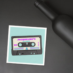 Retro Eghty Lila Mix Tape 30års födelsedag Party Pappersservett