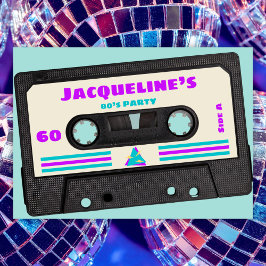 Retro Eghty Lila Mix Tape 60:e Födelsedagsfesten Inbjudningar