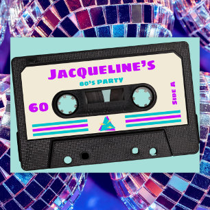 Retro Eghty Lila Mix Tape 60:e Födelsedagsfesten Inbjudningar