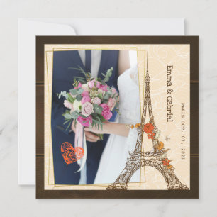 Retro Eiffel torn, inbjudan till bröllopsinbjudan 