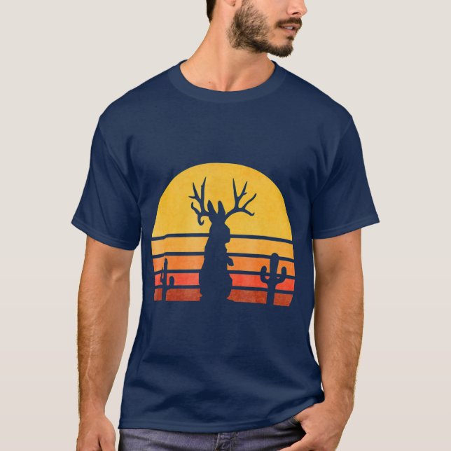 Retro Eighties Jackalope Vintage Cryptid Rabbit T Shirt (Framsida)