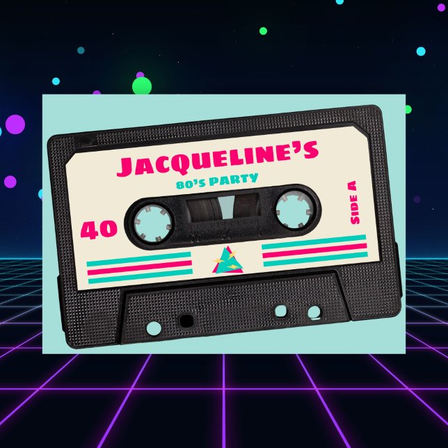 Retro Eighties Music Mix Tape 40:e födelsedagen Pa Inbjudningar (Skapare uppladdad)