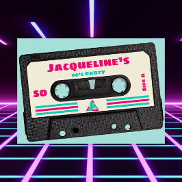 Retro Eighties Music Mix Tape 50:e Födelsedagsfest Inbjudningar