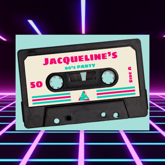 Retro Eighties Music Mix Tape 50:e Födelsedagsfest Inbjudningar (Skapare uppladdad)