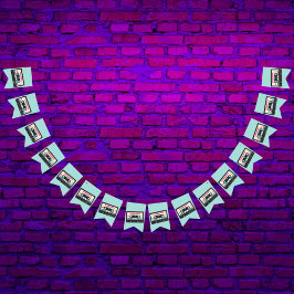 Retro Eighties Music Mix Tape 50:e Födelsedagsfest Vimplar