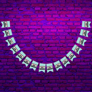 Retro Eighties Music Mix Tape 50:e Födelsedagsfest Vimplar