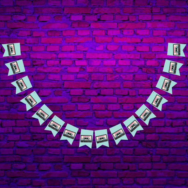 Retro Eighties Music Mix Tape 50:e Födelsedagsfest Vimplar (Skapare uppladdad)