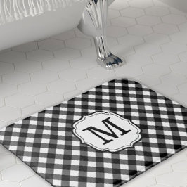 Retro Elagant Personalized Gingham Bath Mat Badrumsmatta