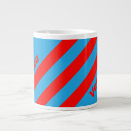 Retro Elblå Röd med tre ränder och namn Jumbo Mugg
