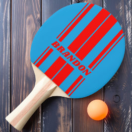 Retro Electric Blue Röd Dubbel Brädremsor / Namn Pingisracket