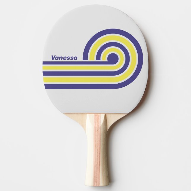 Retro Electric Citron Druv Ränder med Namn Pingisracket (Framsidan)