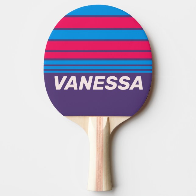Retro Electric Grape Horizon Striping med namn Pingisracket (Framsidan)