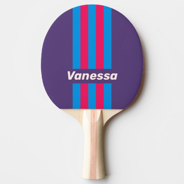 Retro Electric Grape Pin Ränder med Namn Pingisracket (Framsidan)