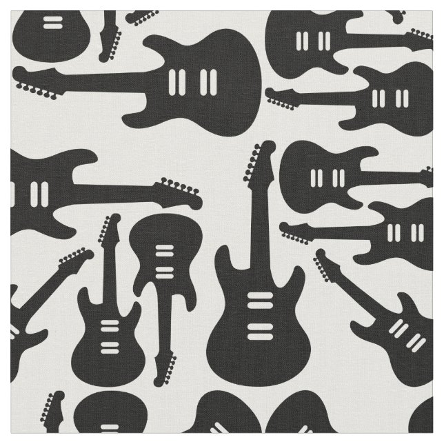 Retro Electric Guitars Black & White Music Thated Tyg (Närbild)