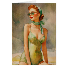 Retro Elegance: Beach Chic  Hälsningskort