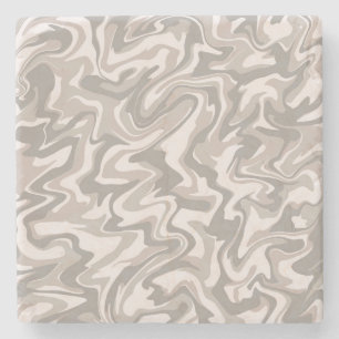 Retro Elegant Abstrakt Grått Marble Vågigt Rand Stenunderlägg