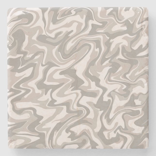 Retro Elegant Abstrakt Grått Marble Vågigt Rand Stenunderlägg (Framsidan)