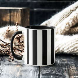 Retro Elegant Black and White Stripe Mugg
