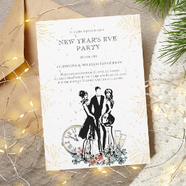 Retro Elegant Black Guld Nyårsafton Party Inbjudningar