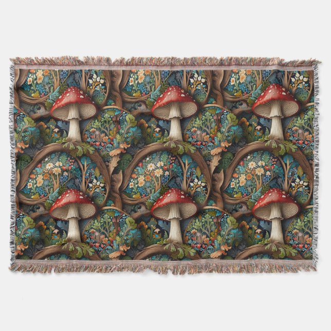 Retro elegant bohemian svampskog mönster filt (Framsidan)