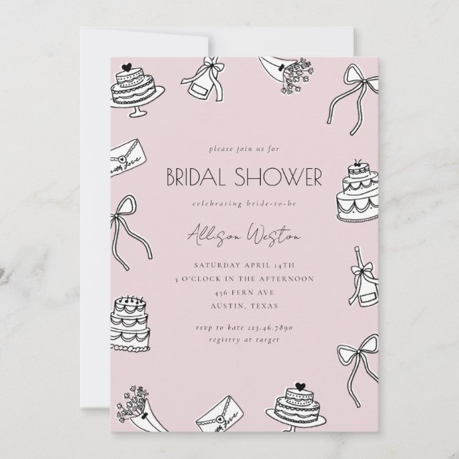 Retro Elegant Bridal Shower Invitation Inbjudningar (Framsida)
