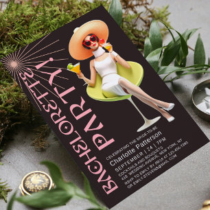 Retro Elegant Cocktails Bachelorette Party Inbjudningar