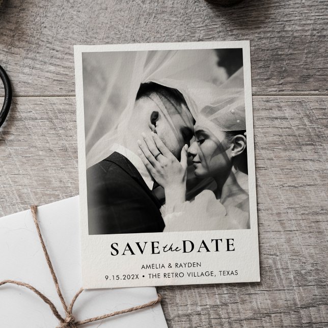 Retro Elegant Foto Bröllop Save the date (Skapare uppladdad)