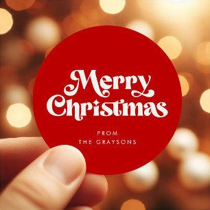 Retro Elegant God jul Red Runt Klistermärke