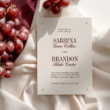 Retro Elegant Ivory & Burgundy Forme Bröllop