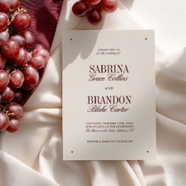Retro Elegant Ivory & Burgundy Forme Bröllop Inbjudningar
