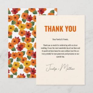 Retro Elegant Modern Blommig Orange Tack Kort