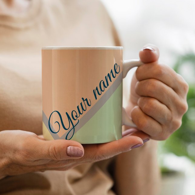 retro elegant pastell färgblock skript Anpassat na Kaffemugg (Skapare uppladdad)