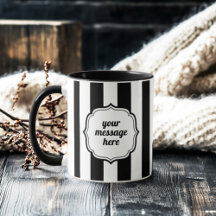 Retro Elegant Personalized Black and White Stripe