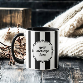 Retro Elegant Personalized Black and White Stripe Mugg