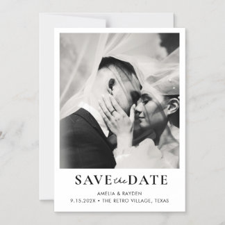 Retro Elegant Photo Wedding Save the date Magnetisk Inbjudningskort