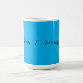 Retro Elegant Plain Himlar Blue Calligraphy Namn Kaffemugg