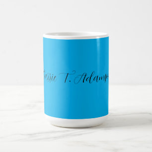 Retro Elegant Plain Himlar Blue Calligraphy Namn Kaffemugg